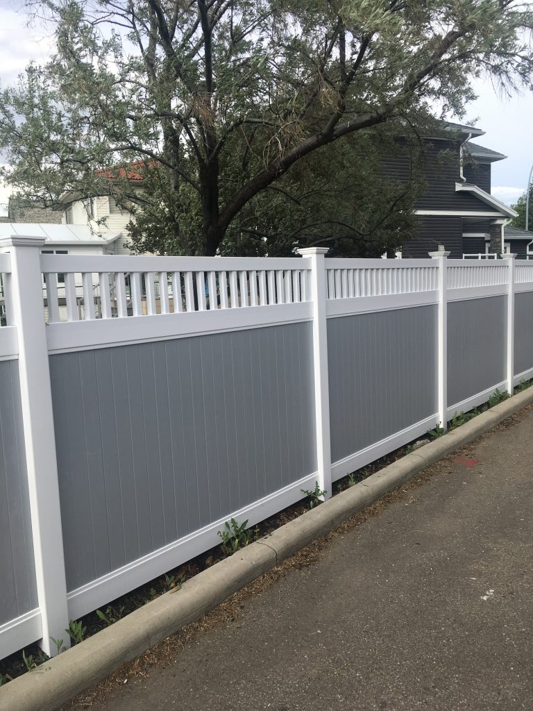 Fairmont Vinyl Privacy Fence with Grey Panels